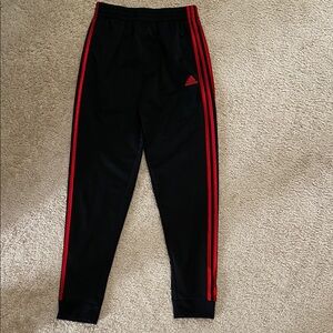 Adidas Black and Red Sweatpants with Signature Stripes